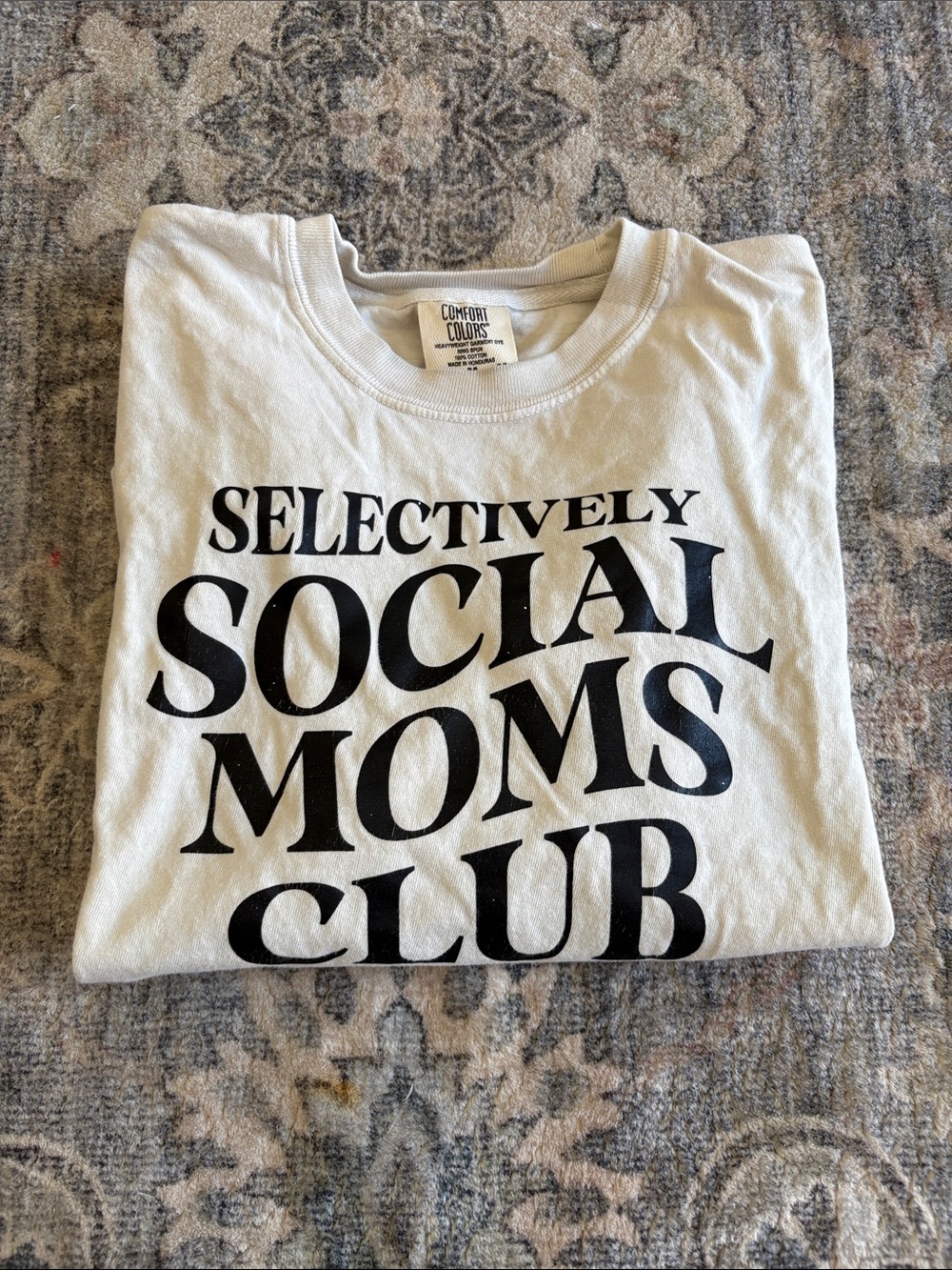 Comfort Colors White Adult 'Selectively Social Moms Club' Graphic Tee